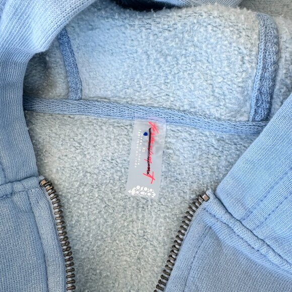 New Free People Wide Leg Fleece Sweatshirt One Piece Go Onesie Blue XS - Picture 5 of 9